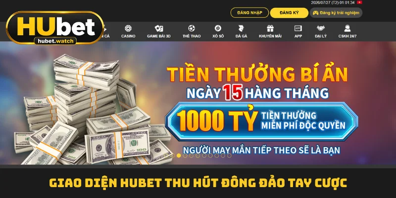 Giao diện HUBET thu hút đông đảo tay cược